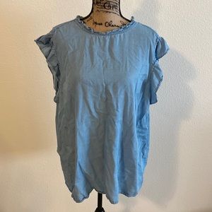 Chambray sleeveless blouse